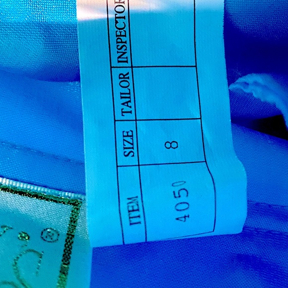 Strapless Ocean blue with Black Embroidery BALL GOWN - Picture 9 of 10